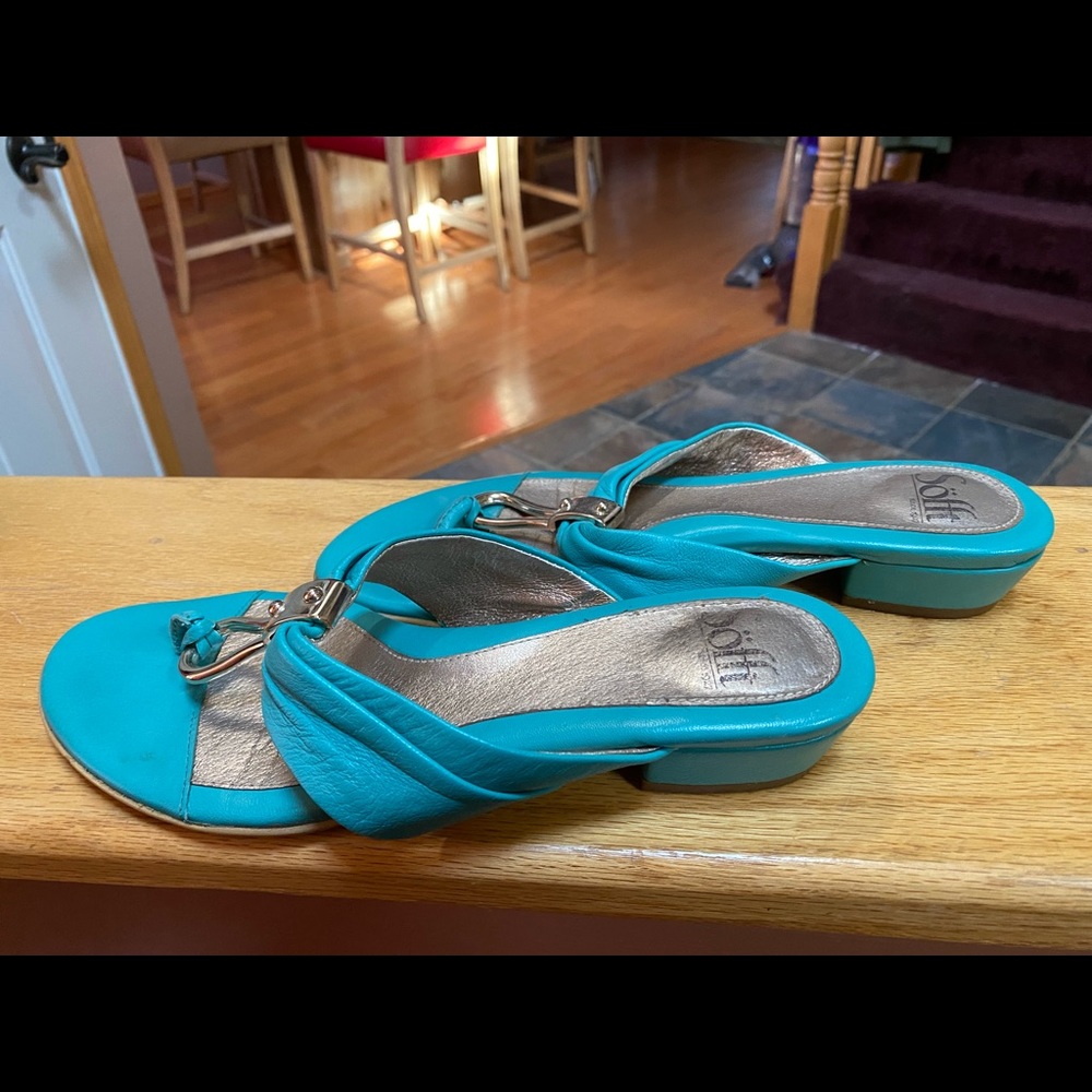 Turquoise, sandals, hardly used.